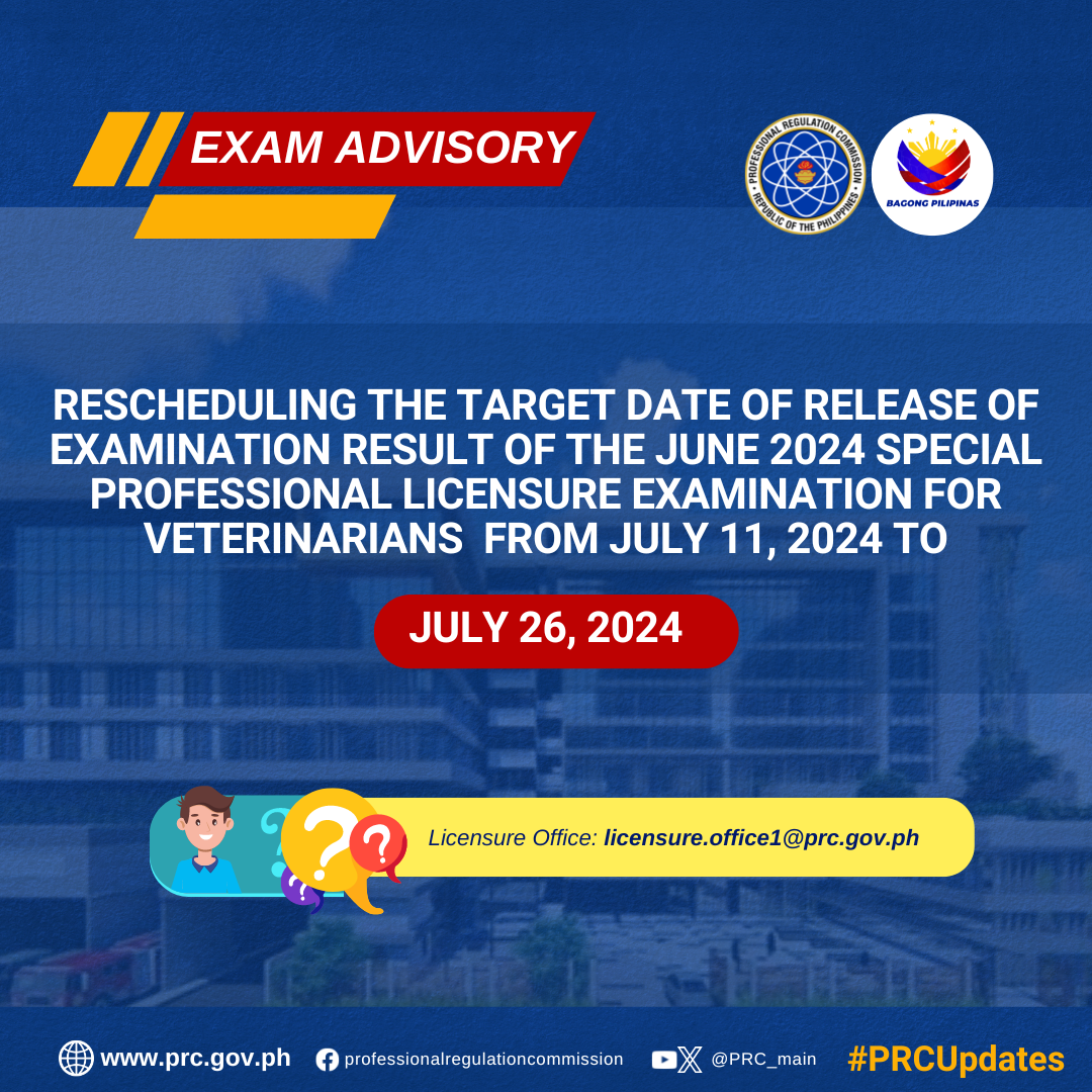 Rescheduling the Target Date of Release of Examination Result of the June 2024 Special